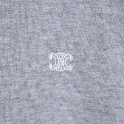 Celine Triomphe Logo Embroidery Pullover Sweatshirt Hoodie Gray