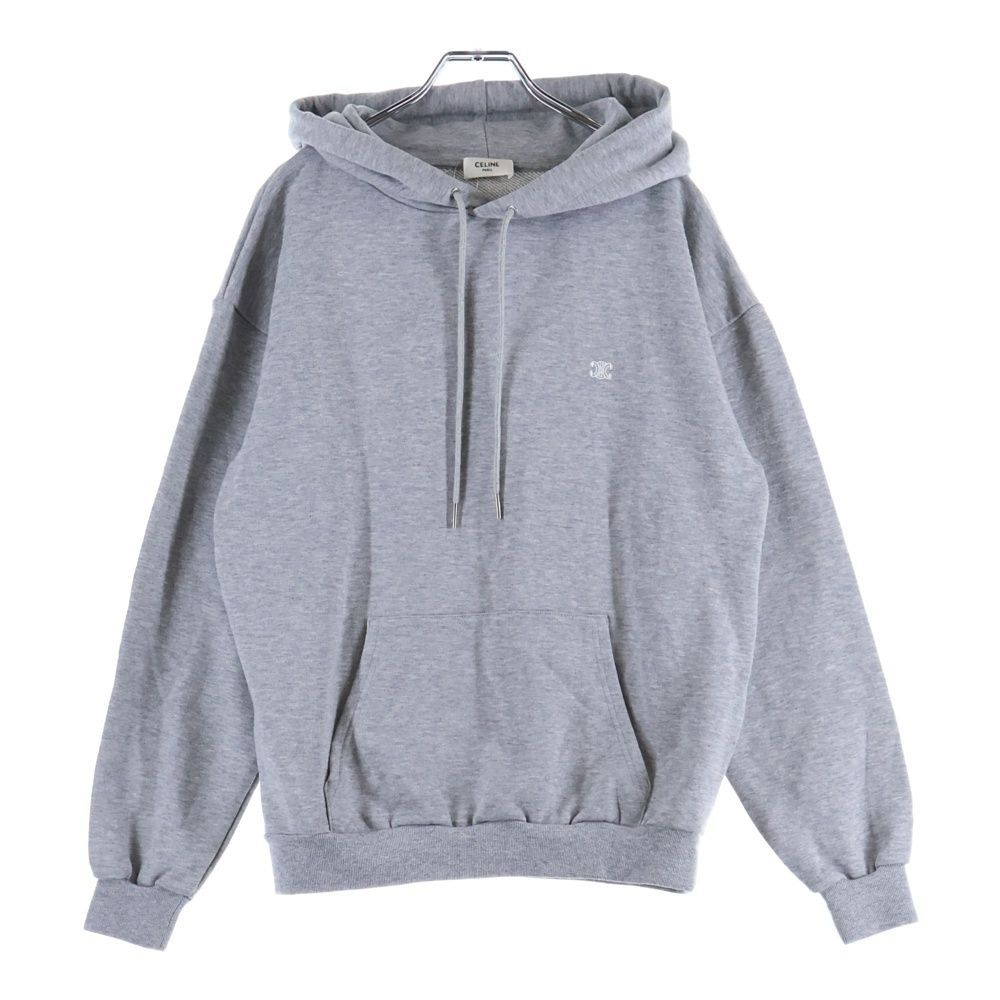 Celine Triomphe Logo Embroidery Pullover Sweatshirt Hoodie Gray