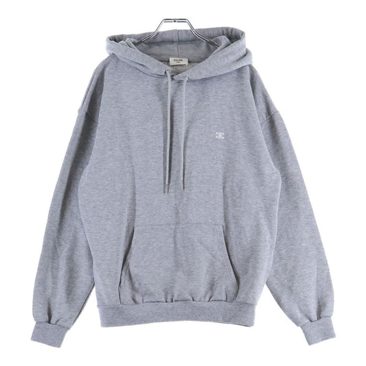 Celine Triomphe Logo Embroidery Pullover Sweatshirt Hoodie Gray