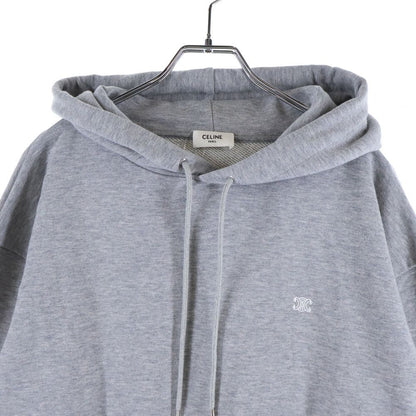 Celine Triomphe Logo Embroidery Pullover Sweatshirt Hoodie Gray