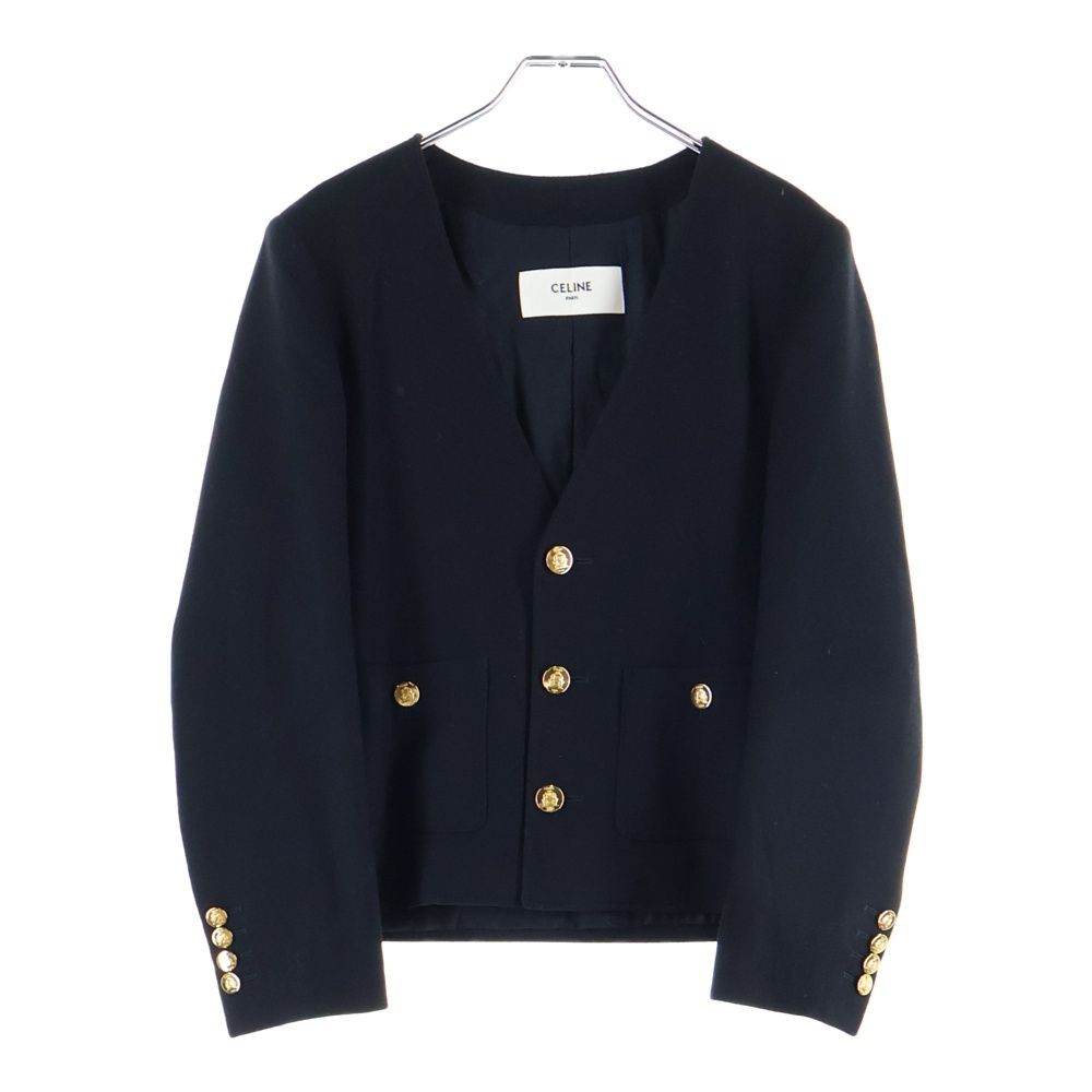 Celine Chass Eur Cashmere Flannel No Collar 3b Jacket Black 2v43t311t.38no