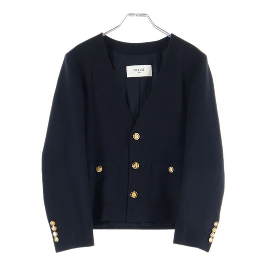 Celine Chass Eur Cashmere Flannel No Collar 3b Jacket Black 2v43t311t.38no