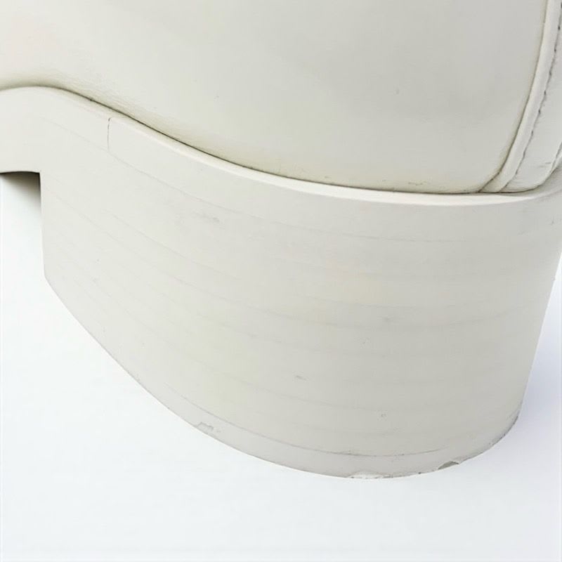 Chanel Loafer Leather Shoes White Gold Coco Mark