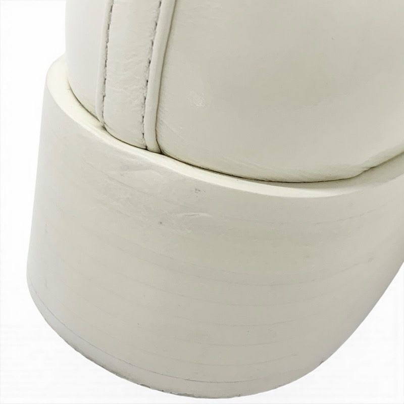 Chanel Loafer Leather Shoes White Gold Coco Mark