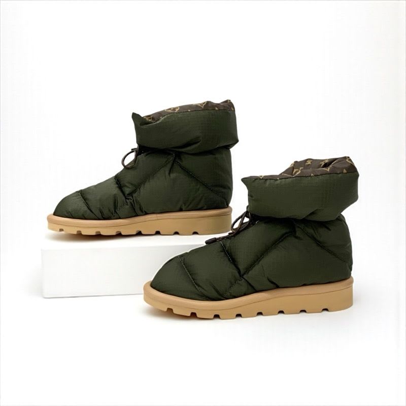 Louis Vuitton Pillow Line Monogram Boots Short Shoes Nylon Khaki Brown