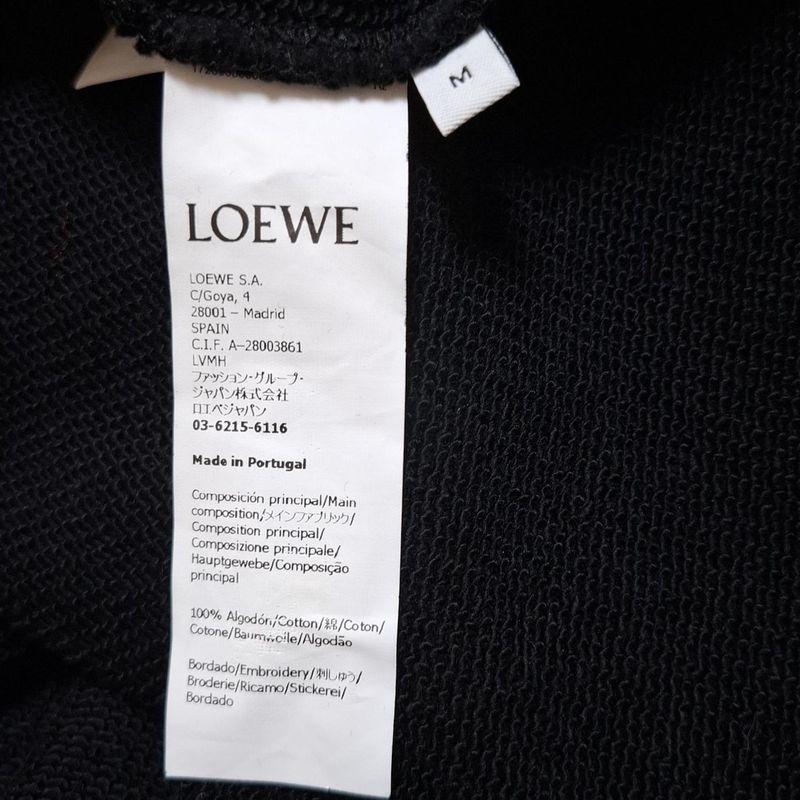 Loewe Trainers Size M Men's Anagram Regular Fit Sweatshirt H526y24j07 Black