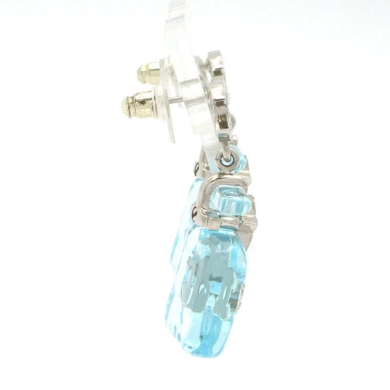 Chanel Earrings - Silver X Light Blue X Clear Coco Mark Parfum Bottle