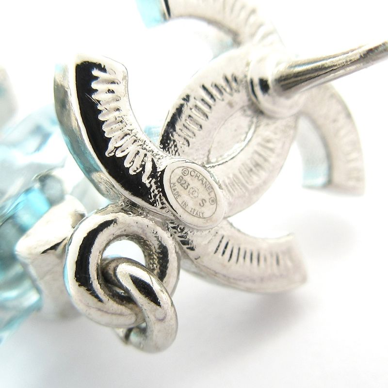 Chanel Earrings - Silver X Light Blue X Clear Coco Mark Parfum Bottle