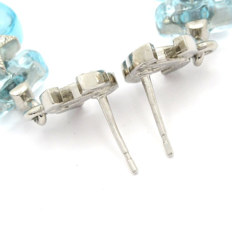 Chanel Earrings - Silver X Light Blue X Clear Coco Mark Parfum Bottle