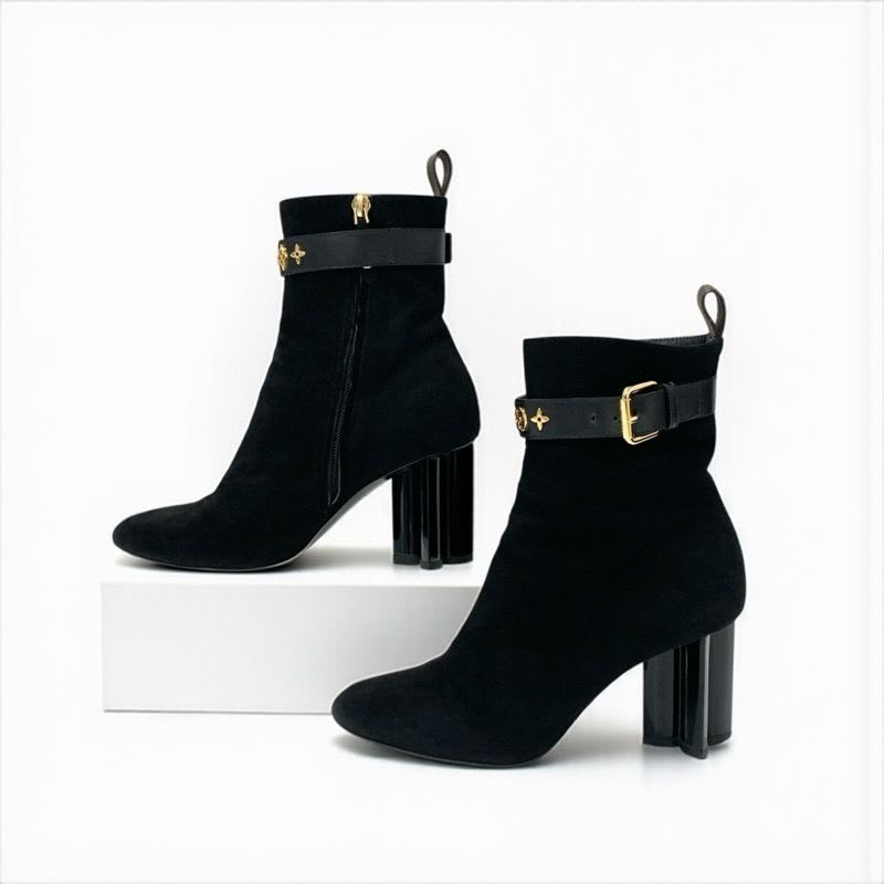 Louis Vuitton Silhouette Line Monogram Boots Short Shoes Suede Black