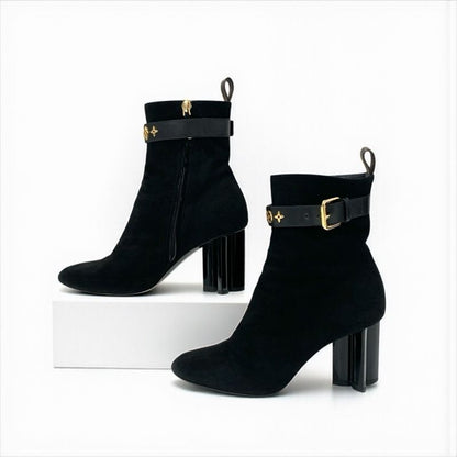 Louis Vuitton Silhouette Line Monogram Boots Short Shoes Suede Black