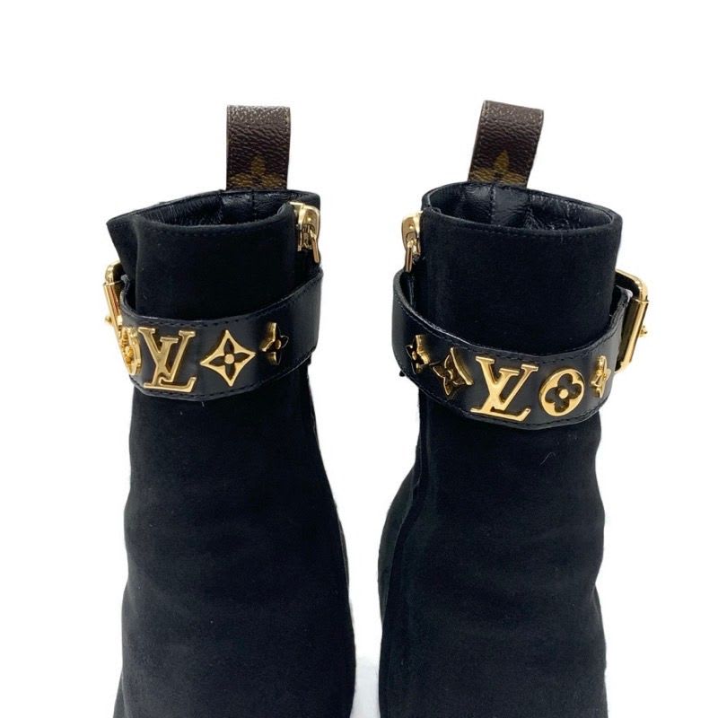 Louis Vuitton Silhouette Line Monogram Boots Short Shoes Suede Black