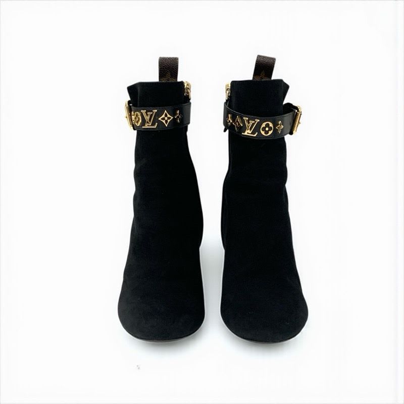 Louis Vuitton Silhouette Line Monogram Boots Short Shoes Suede Black
