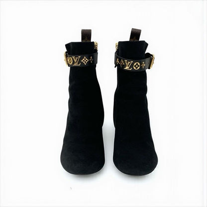 Louis Vuitton Silhouette Line Monogram Boots Short Shoes Suede Black