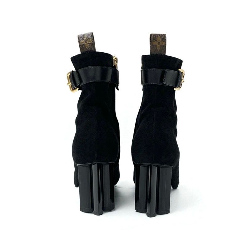 Louis Vuitton Silhouette Line Monogram Boots Short Shoes Suede Black