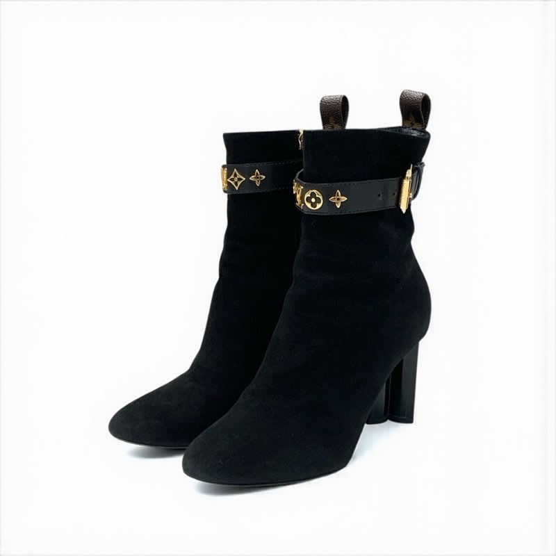 Louis Vuitton Silhouette Line Monogram Boots Short Shoes Suede Black