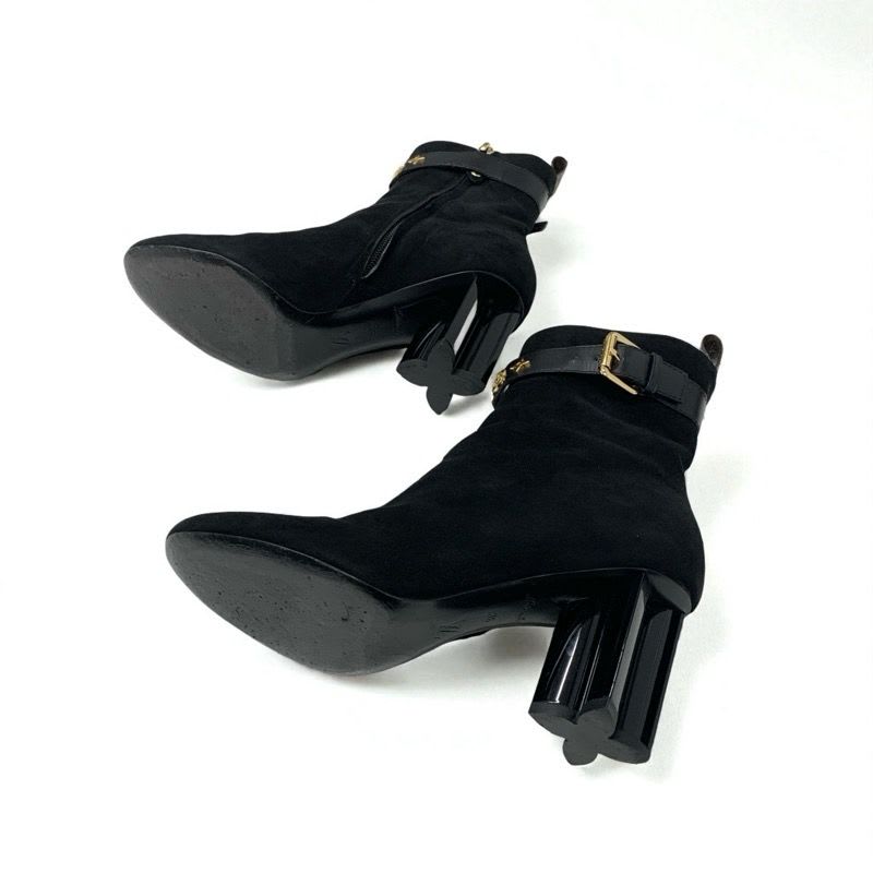 Louis Vuitton Silhouette Line Monogram Boots Short Shoes Suede Black
