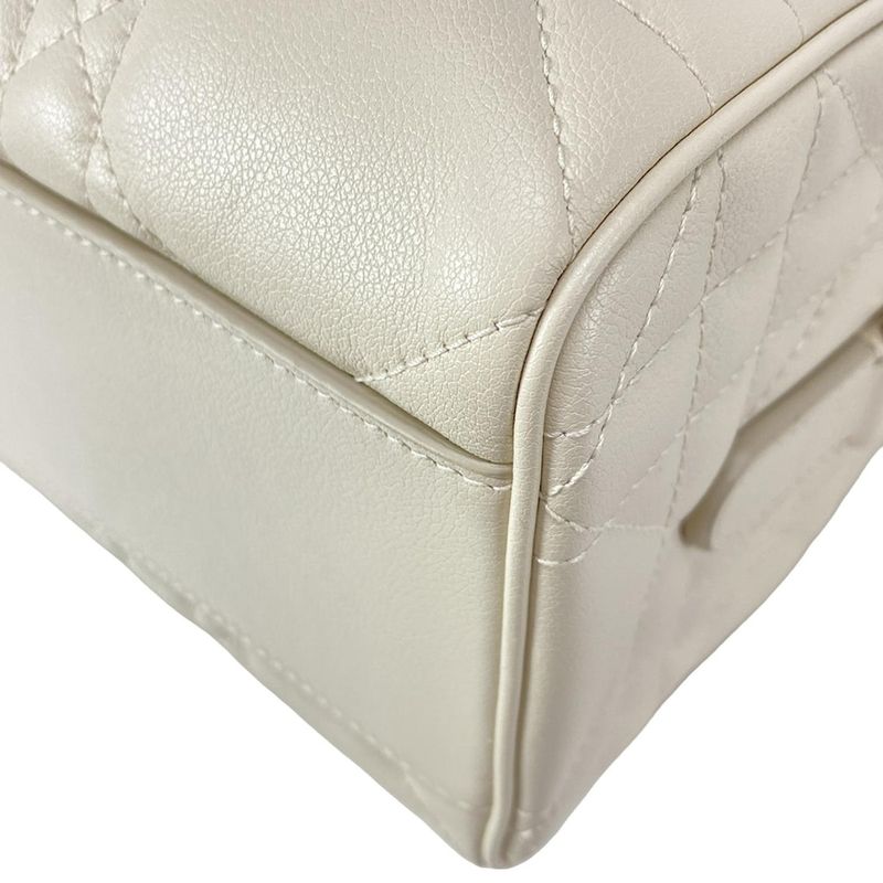 DIOR Christian Dior Handbag Excellent Condition Groove 20 Ivory Mini Boston