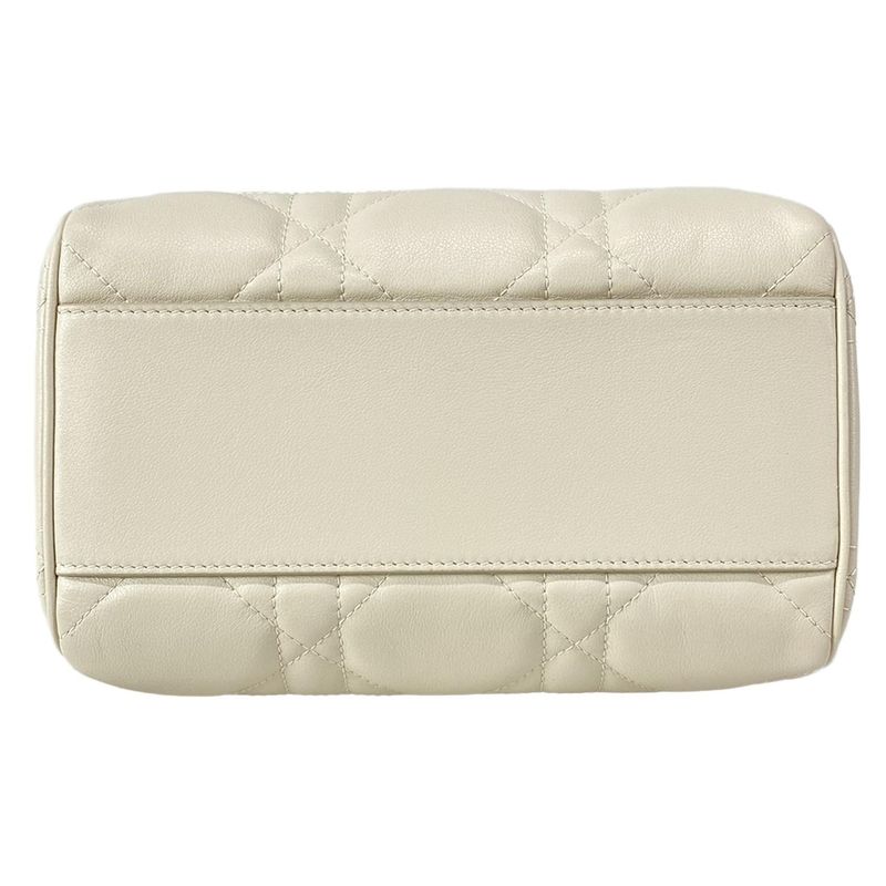 DIOR Christian Dior Handbag Excellent Condition Groove 20 Ivory Mini Boston