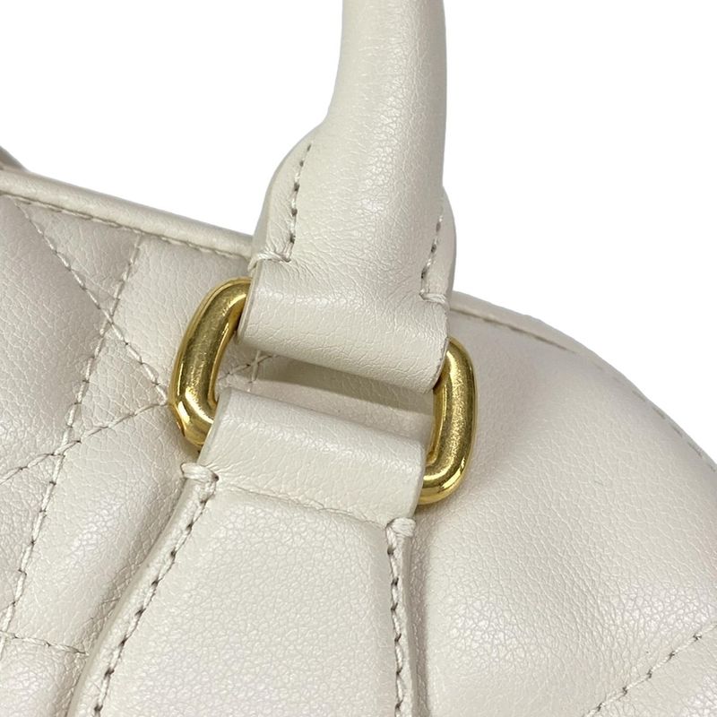 DIOR Christian Dior Handbag Excellent Condition Groove 20 Ivory Mini Boston