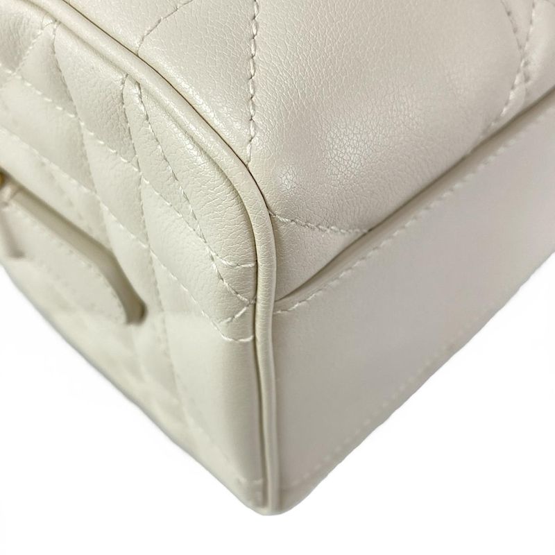 DIOR Christian Dior Handbag Excellent Condition Groove 20 Ivory Mini Boston