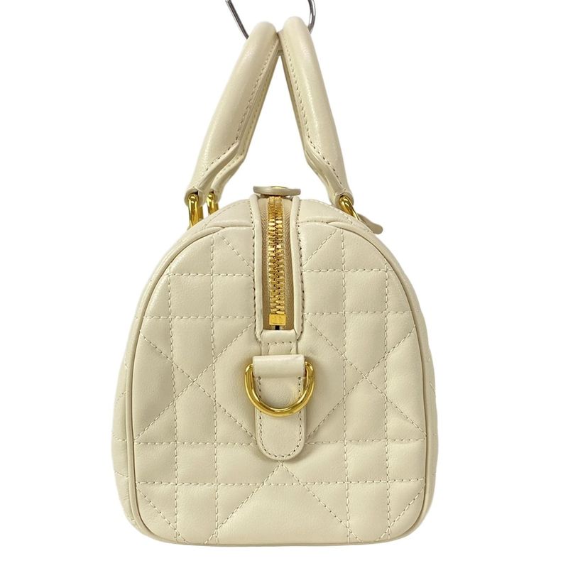 DIOR Christian Dior Handbag Excellent Condition Groove 20 Ivory Mini Boston