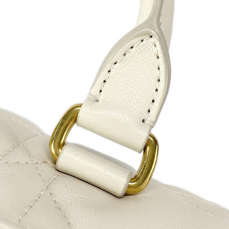 DIOR Christian Dior Handbag Excellent Condition Groove 20 Ivory Mini Boston