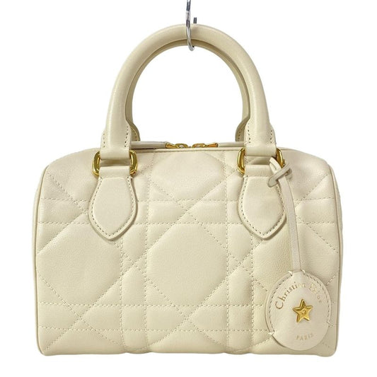 DIOR Christian Dior Handbag Excellent Condition Groove 20 Ivory Mini Boston