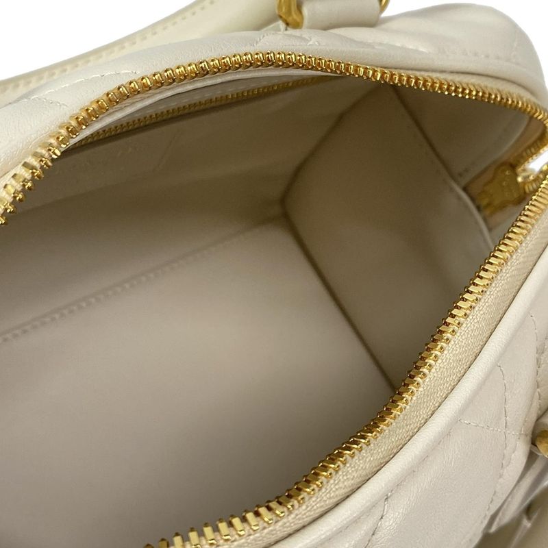 DIOR Christian Dior Handbag Excellent Condition Groove 20 Ivory Mini Boston