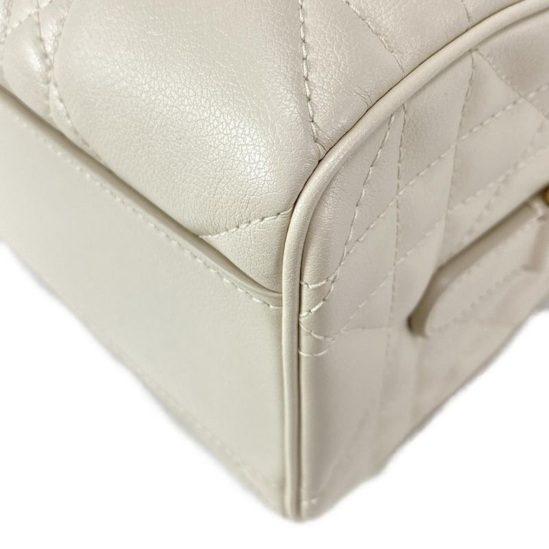 DIOR Christian Dior Handbag Excellent Condition Groove 20 Ivory Mini Boston