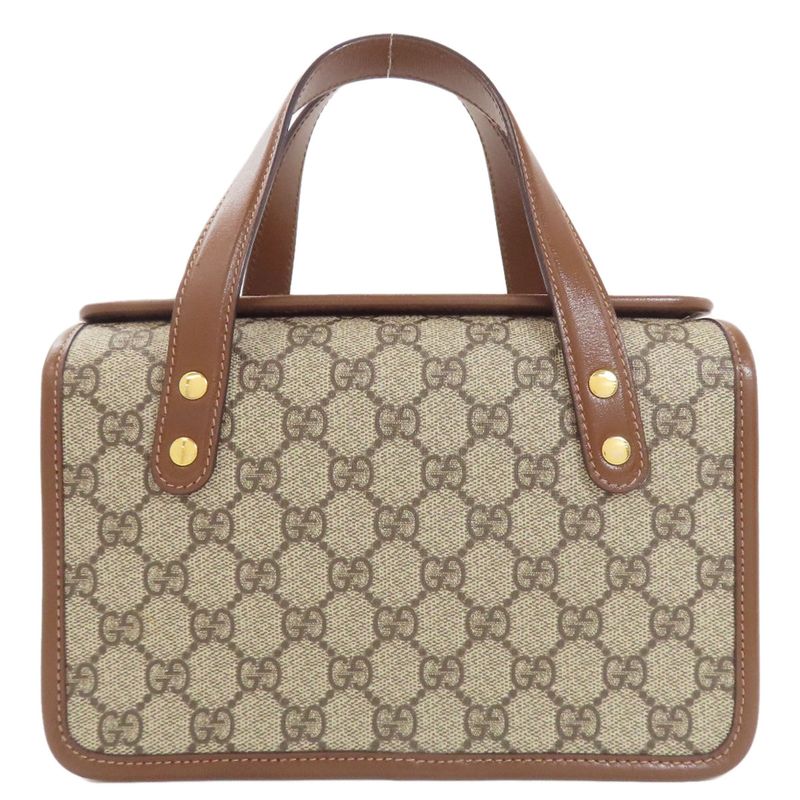 Gucci 645453 Horsebit 1955 GG Supreme 2WAY Handbag PVC Leather Women