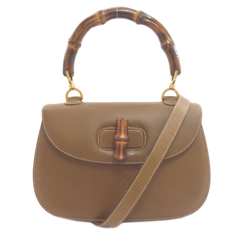 Gucci 000-29-0633 Bamboo Handle 2-way Handbag Calf Women