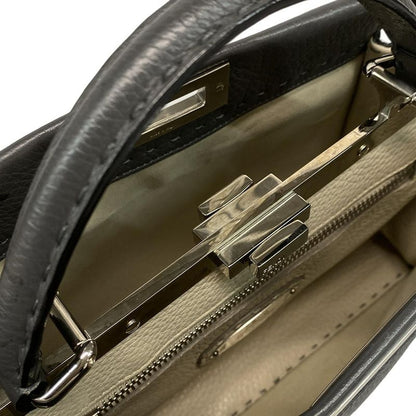 Fendi Handbag Peekaboo Iconic Medium Selleria 8bn290 Dark Grey Leather