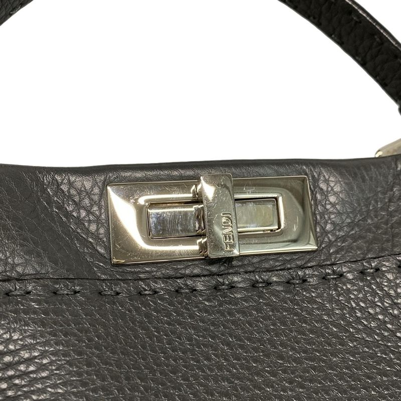 Fendi Handbag Peekaboo Iconic Medium Selleria 8bn290 Dark Grey Leather