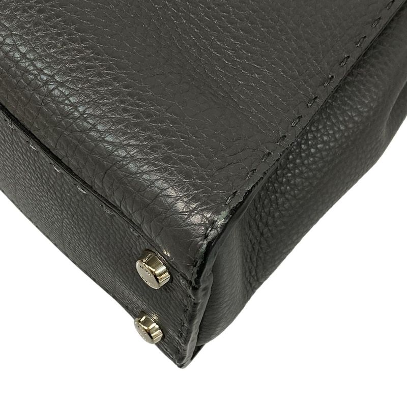 Fendi Handbag Peekaboo Iconic Medium Selleria 8bn290 Dark Grey Leather