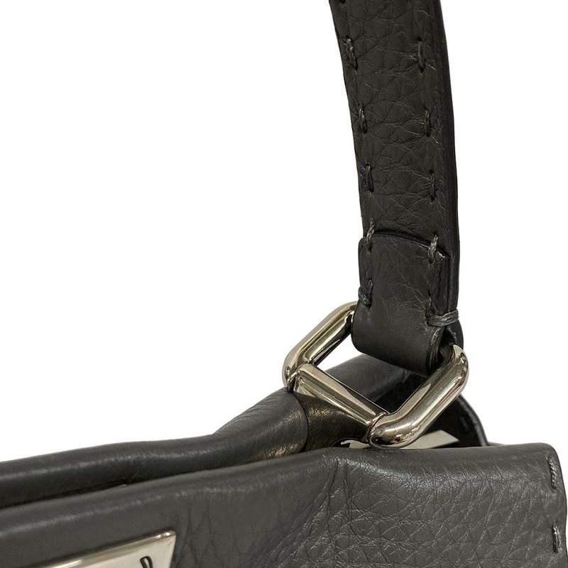 Fendi Handbag Peekaboo Iconic Medium Selleria 8bn290 Dark Grey Leather
