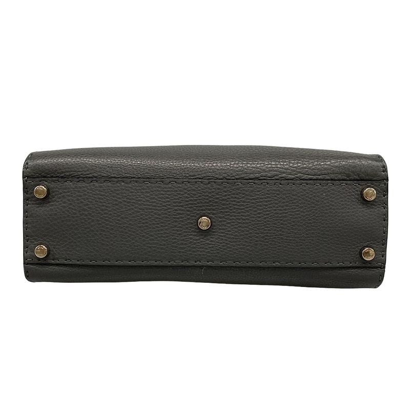 Fendi Handbag Peekaboo Iconic Medium Selleria 8bn290 Dark Grey Leather