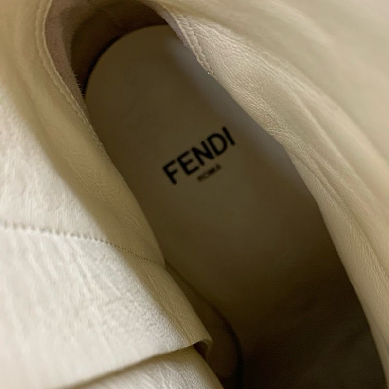 Fendi First Boots Short Shoes Leather Ivory Gold Metal Heel FF Logo