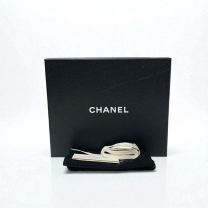 Chanel Sandals Shoes Leather Black Here Mark Chain Velcro