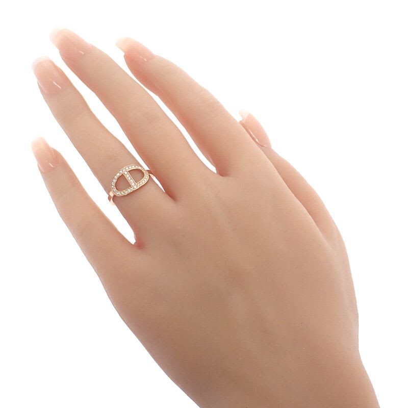 Hermes Chaine D'ancre Contour MM #53 no 13 B Ring 18K Pink Gold Diamond