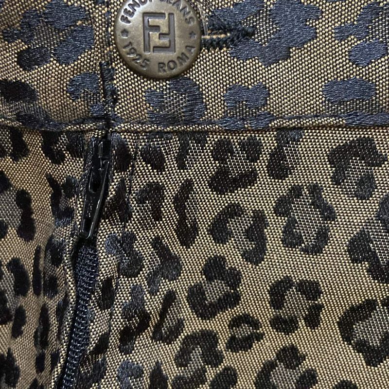 Fendi Jeans Skirt Size L 40 Women - Brown And Black Knee Length Leopard Print