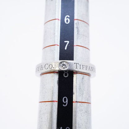 Tiffany & Co Ring Flat Band 3PD Pt950 Platinum Diamond #8 Ladies