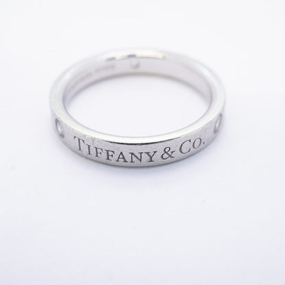 Tiffany & Co Ring Flat Band 3PD Pt950 Platinum Diamond #8 Ladies