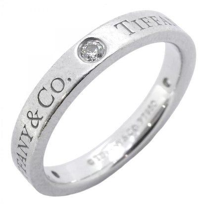 Tiffany & Co Ring Flat Band 3PD Pt950 Platinum Diamond #8 Ladies