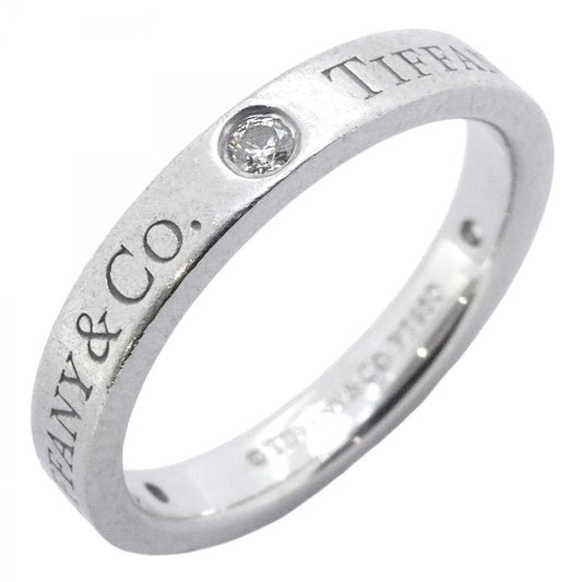 Tiffany & Co Ring Flat Band 3PD Pt950 Platinum Diamond #8 Ladies