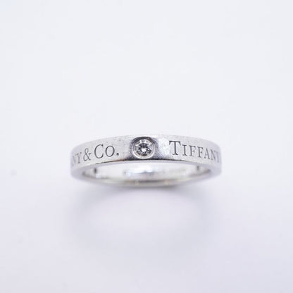 Tiffany & Co Ring Flat Band 3PD Pt950 Platinum Diamond #8 Ladies