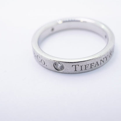 Tiffany & Co Ring Flat Band 3PD Pt950 Platinum Diamond #8 Ladies