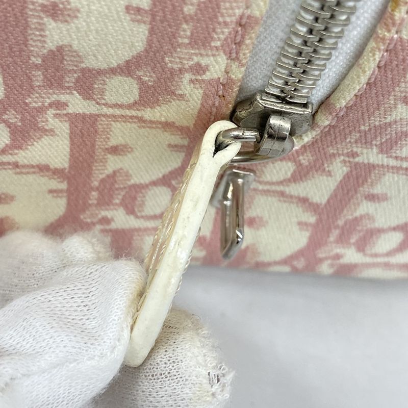 Christian Dior Handbag Trotter Flower PVC Pink White Silver Hardware Women