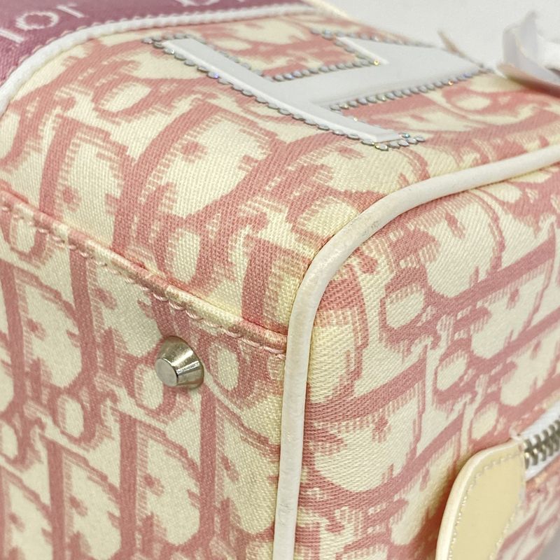 Christian Dior Handbag Trotter Flower PVC Pink White Silver Hardware Women