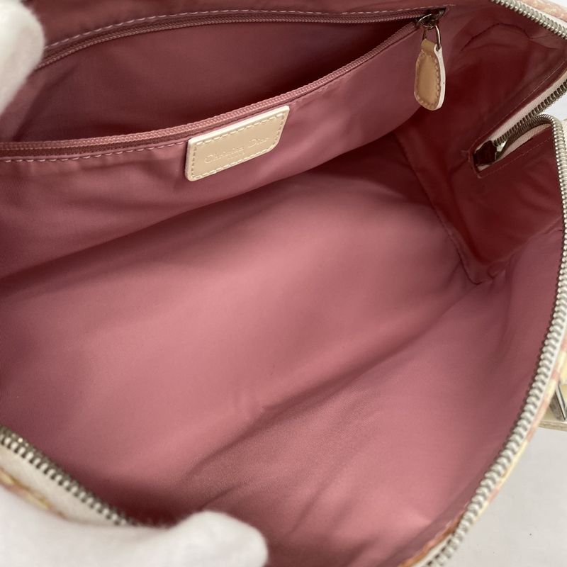 Christian Dior Handbag Trotter Flower PVC Pink White Silver Hardware Women